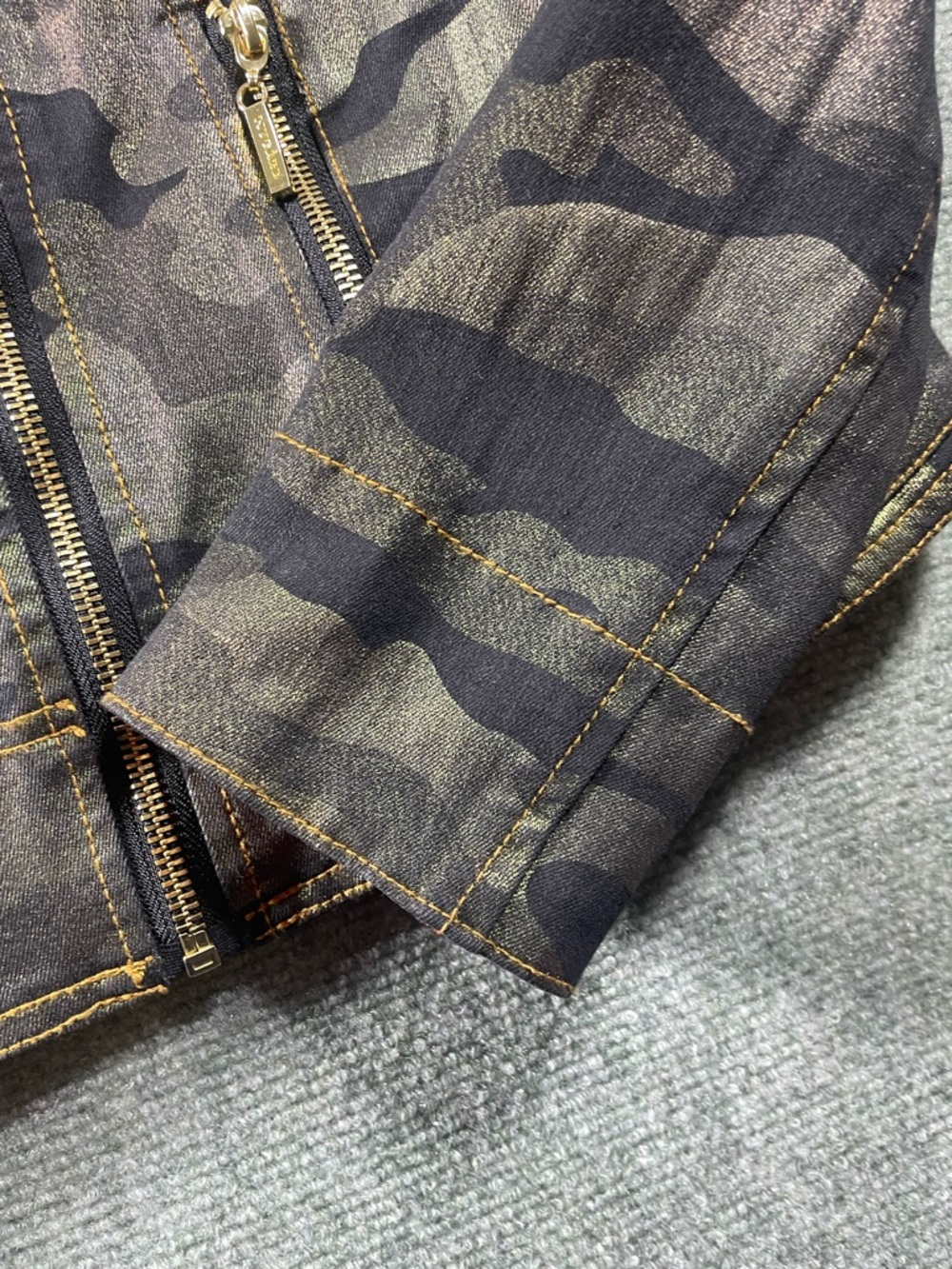 Camo Metallic Moto Jacket in Green by Nygard - Picture 5 of 12